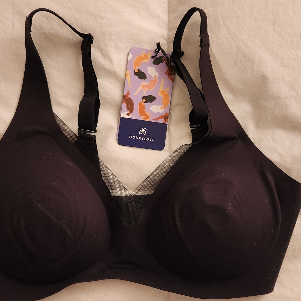 Honeylove Black Women's Intimate Bra, V-neck Vamp 32B/C